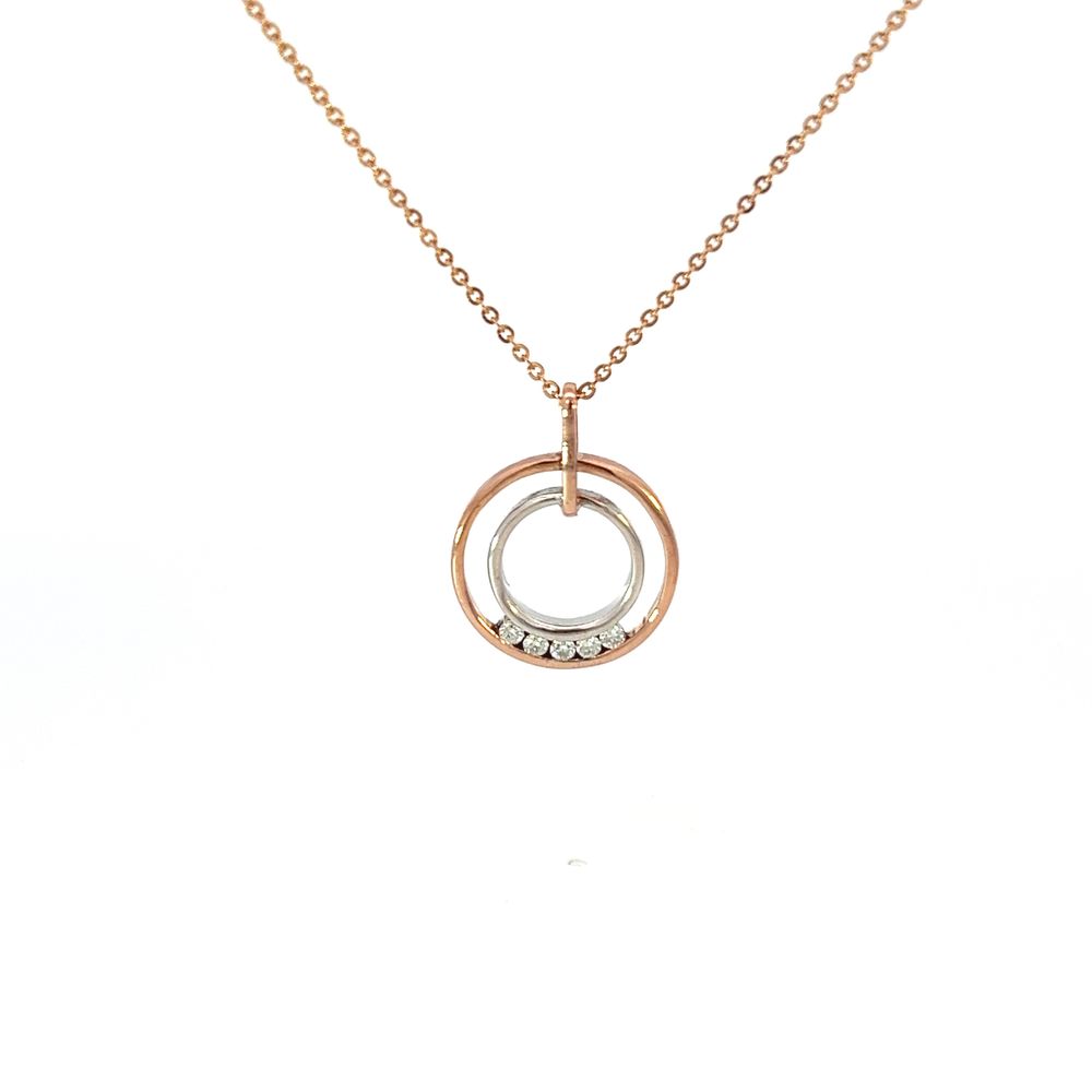 9ct Bi-Tone Circle Diamond Pendant