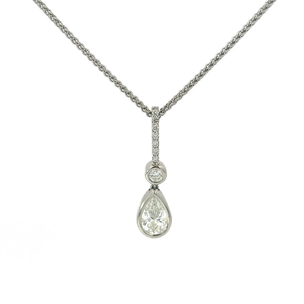 Handmade Platinum & Diamond Pear Drop Pendant