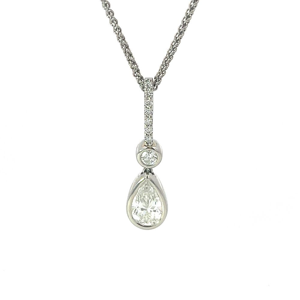 Handmade Platinum & Diamond Pear Drop Pendant