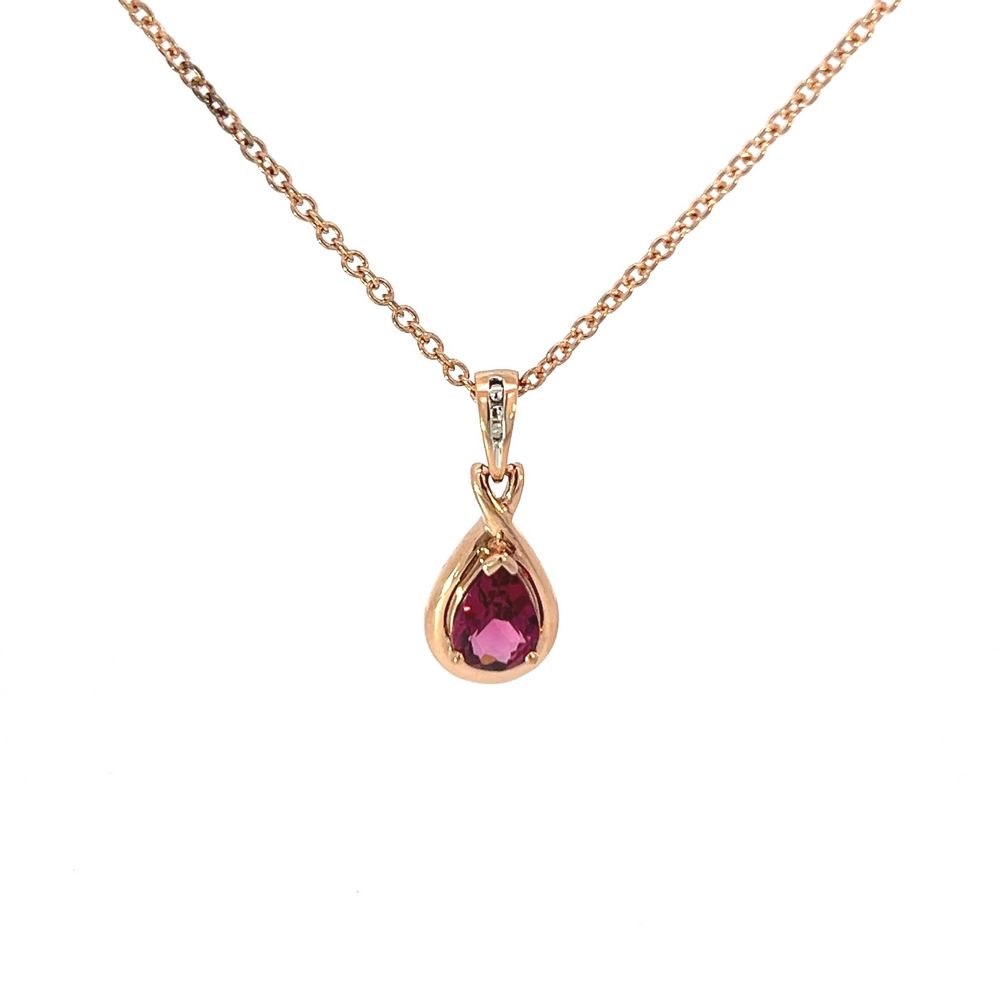 9ct Rose Gold, Diamond & Grape Tourmaline Pendant