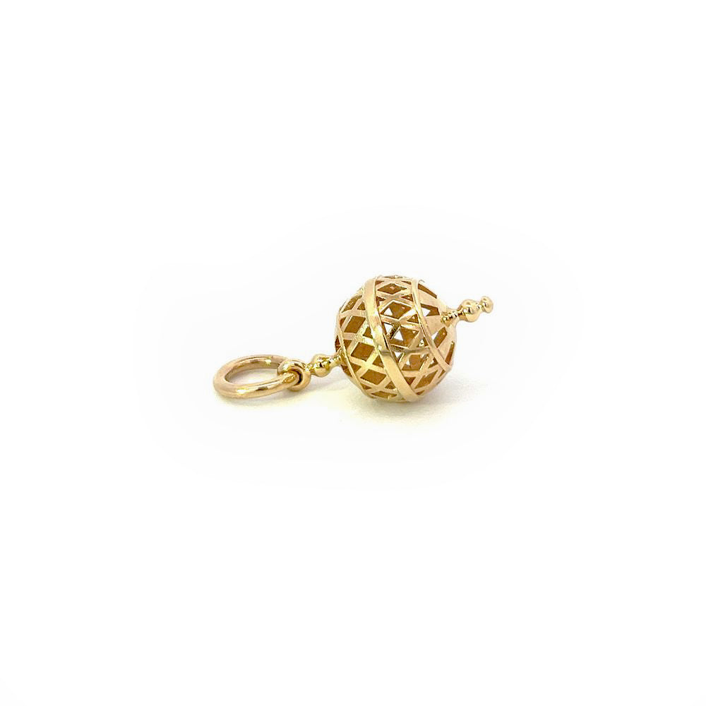 Handmade Yellow Gold Filigree Orb Pendant