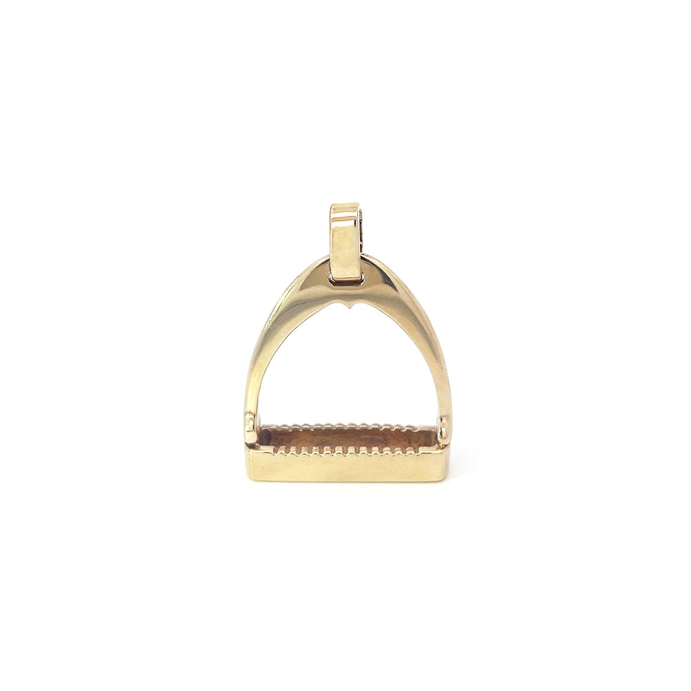 Handmade Yellow Gold Large Stirrup Pendant