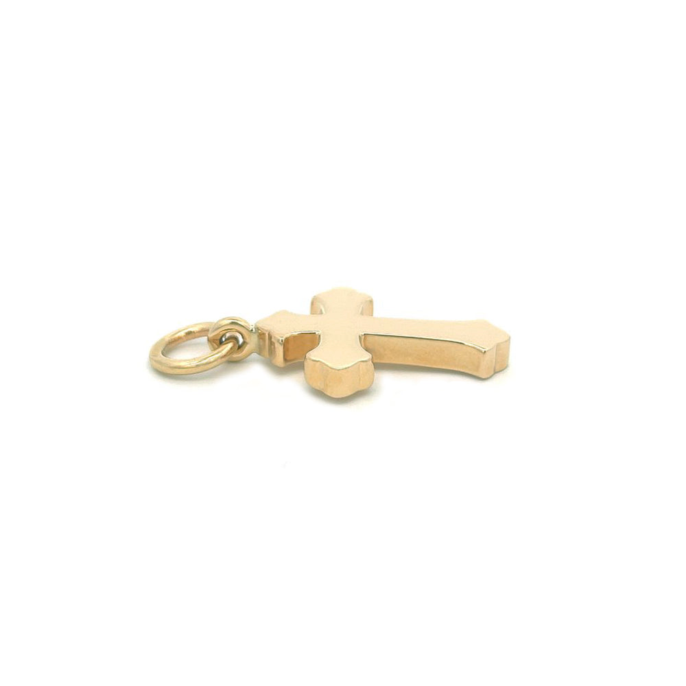 Handmade Yellow Gold Solid Cross Pendant with O'Ring