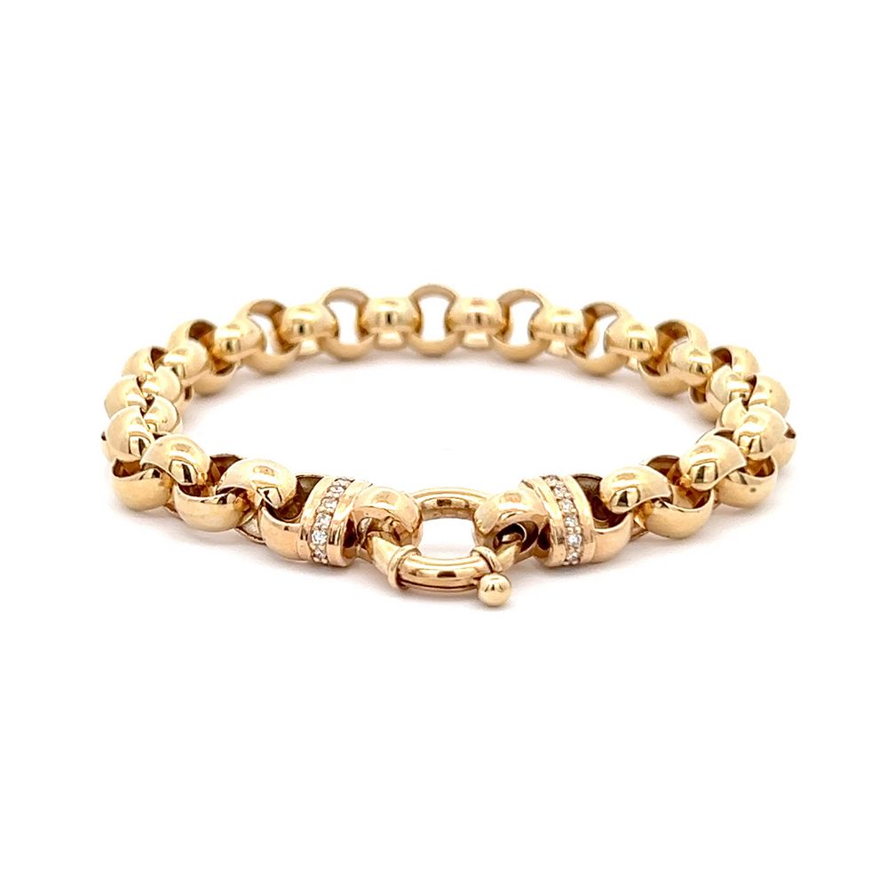 9ct Yellow Gold Diamond Belcher Bracelet