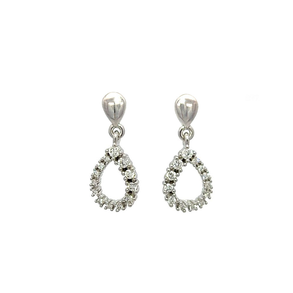 Diamond Pear Shaped Drop Earrings in White Gold