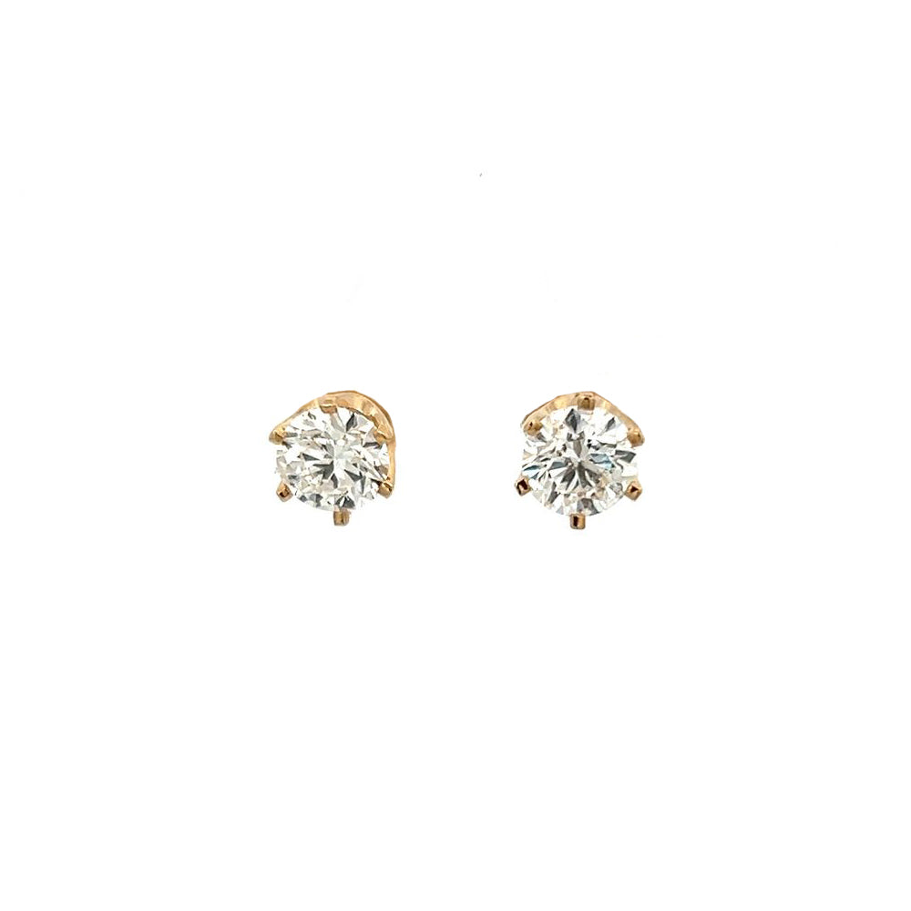 Diamond Solitaire Studs in Yellow Gold