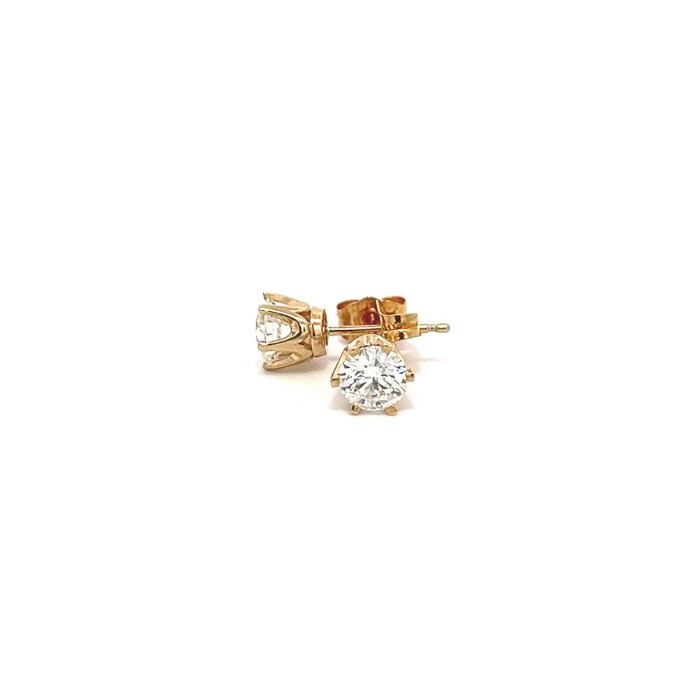 Diamond Solitaire Studs in Yellow Gold