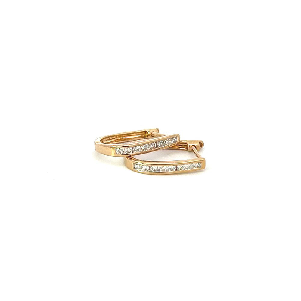 Diamond Oval Huggies in 9ct Yellow Gold