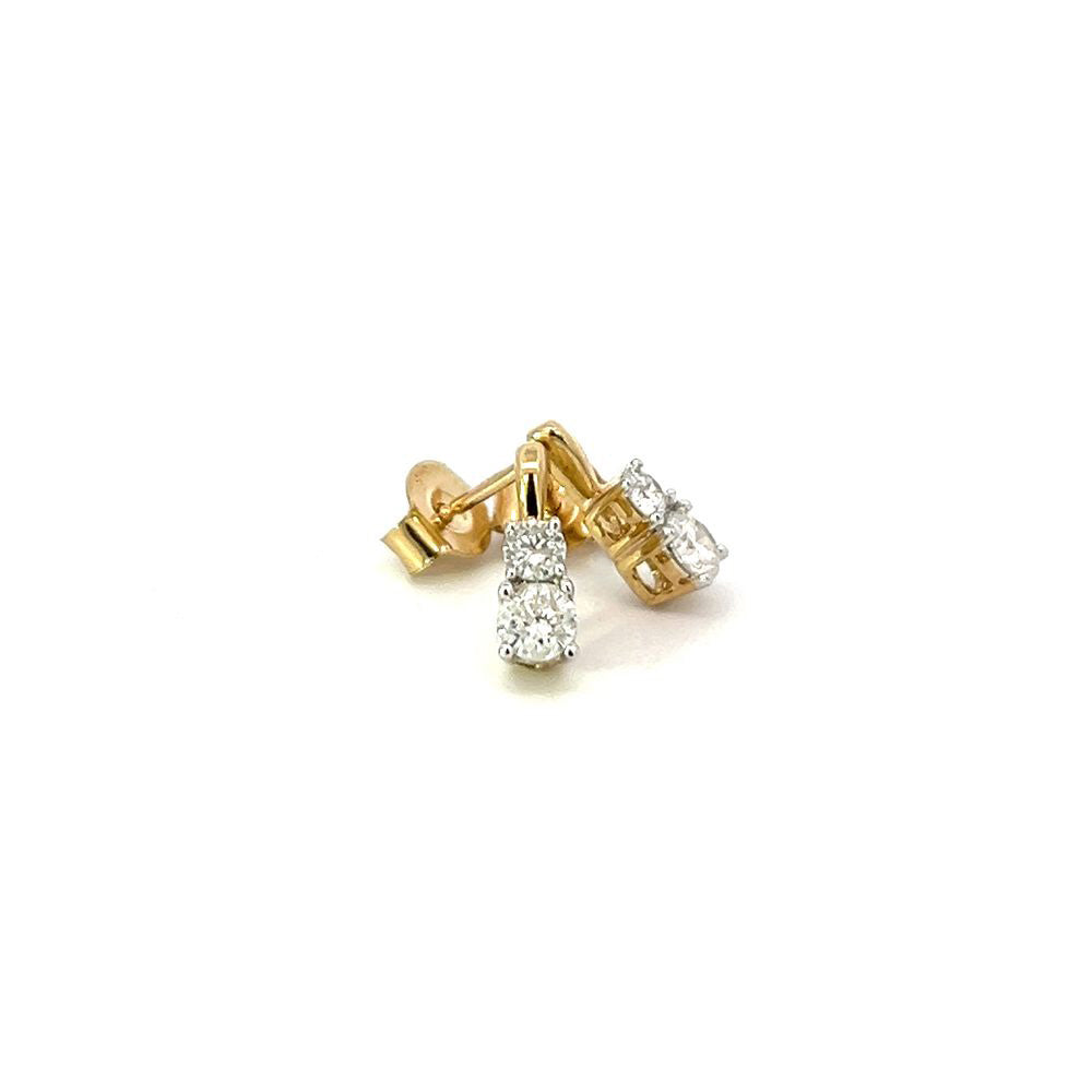 Diamond Diamond Studs in 9ct Yellow Gold