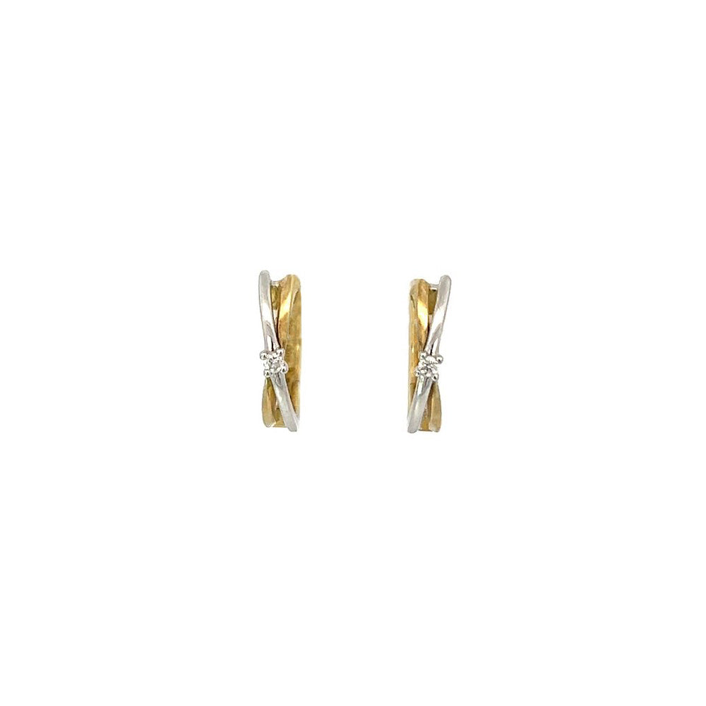 Diamond Twist Huggies in 9ct Two-Tone Gold