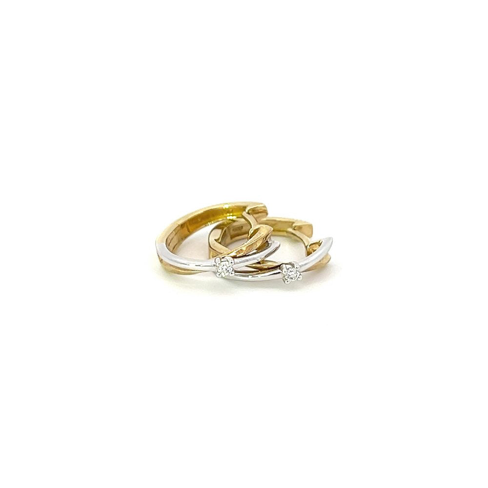 Diamond Twist Huggies in 9ct Two-Tone Gold