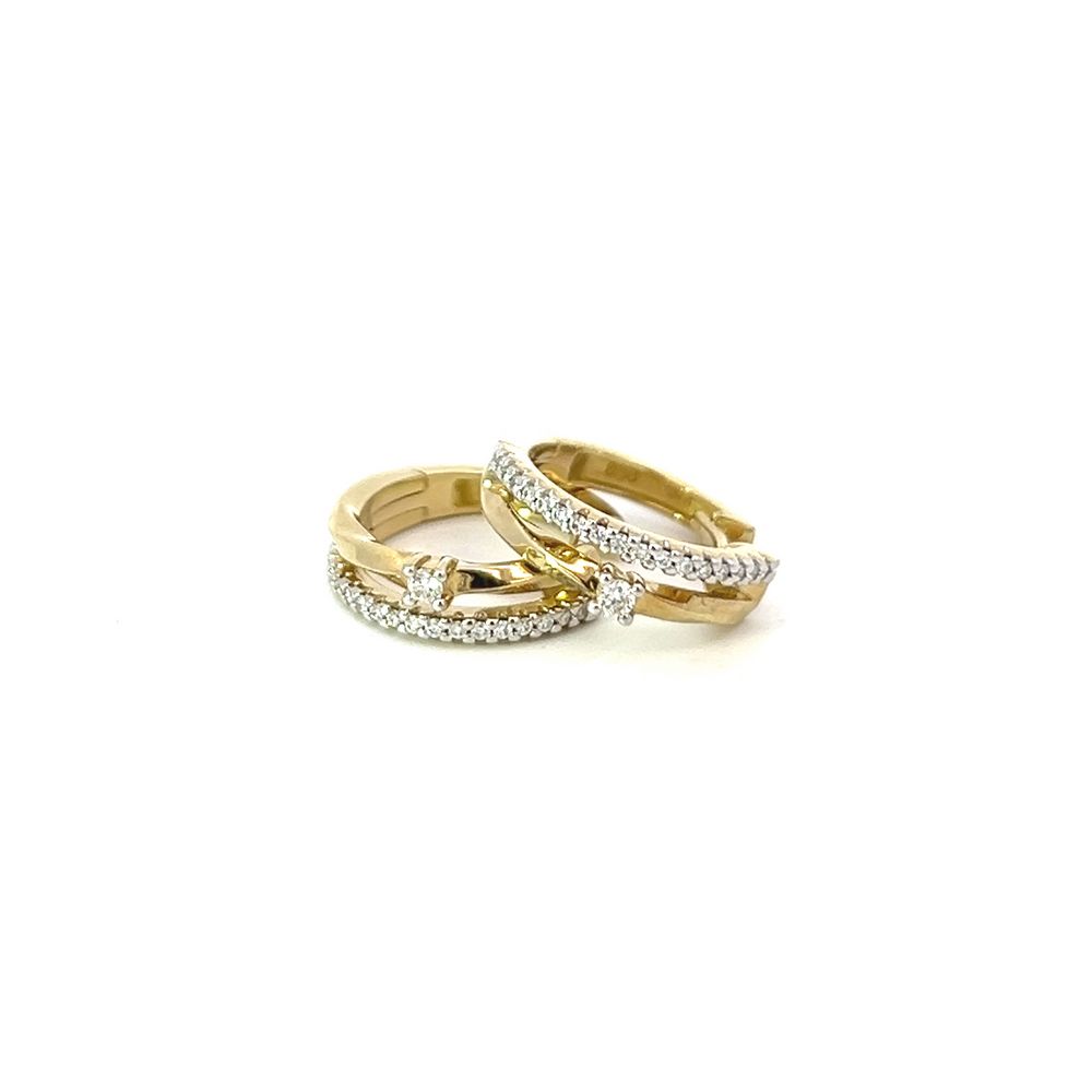 Diamond Double Bar Huggies in 9ct Yellow Gold