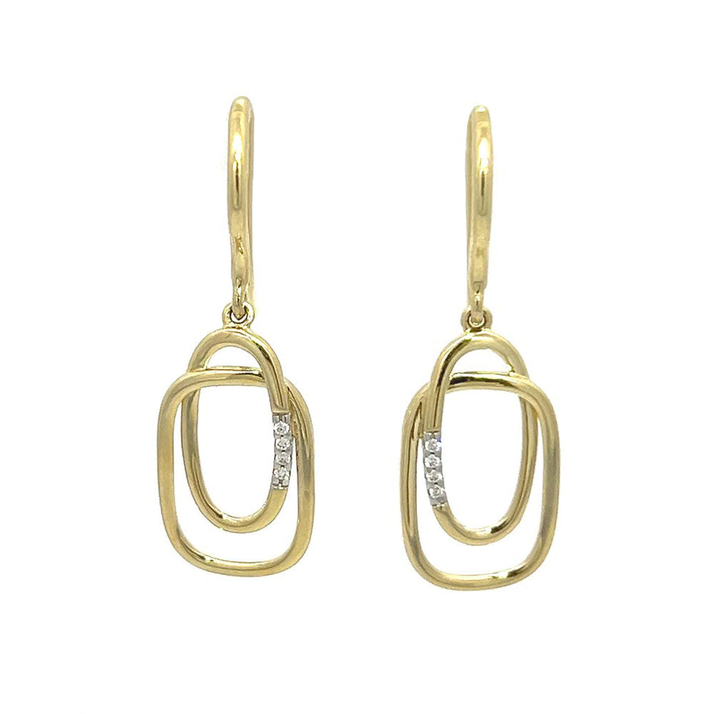 Diamond Double Drop Earrings in Yellow Gold