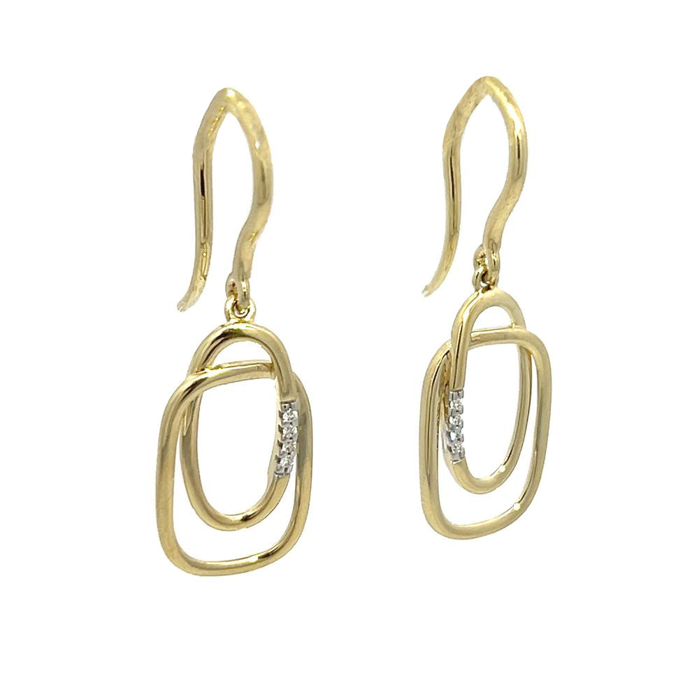 Diamond Double Drop Earrings in Yellow Gold