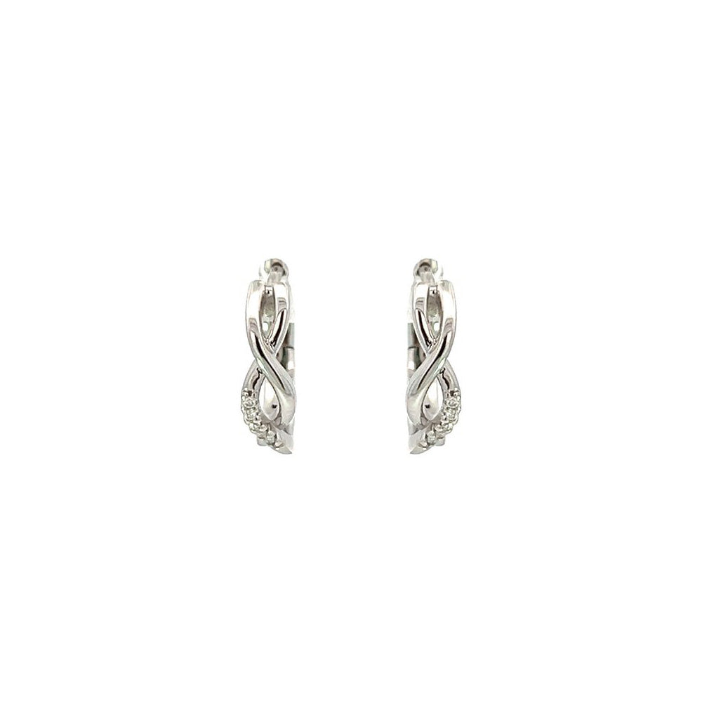 Diamond Twist Huggies in 9ct White Gold