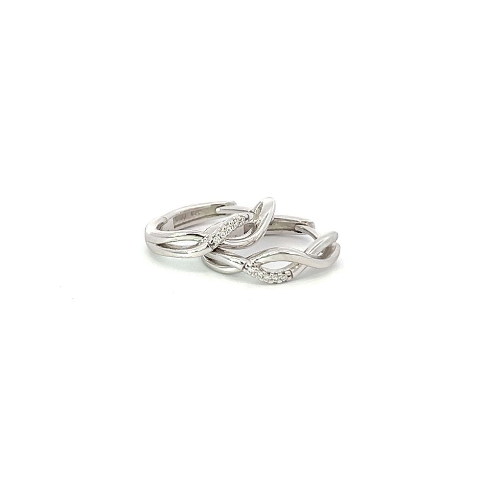 Diamond Twist Huggies in 9ct White Gold