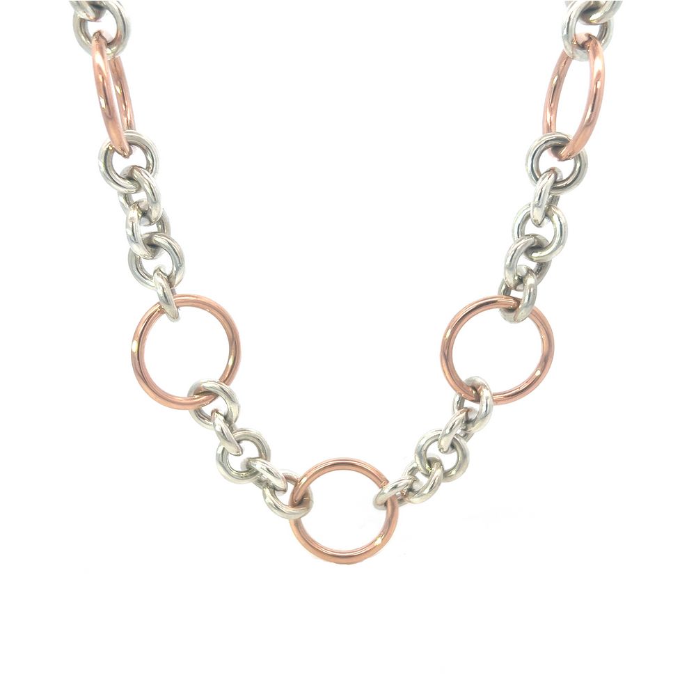 Handmade Circle Link Necklace in 9ct Rose Gold & Silver