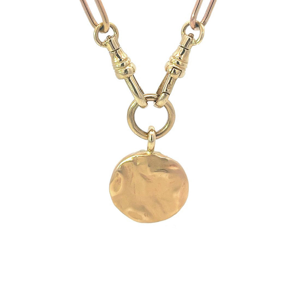 Handmade Yellow Gold Freeform Disc Pendant