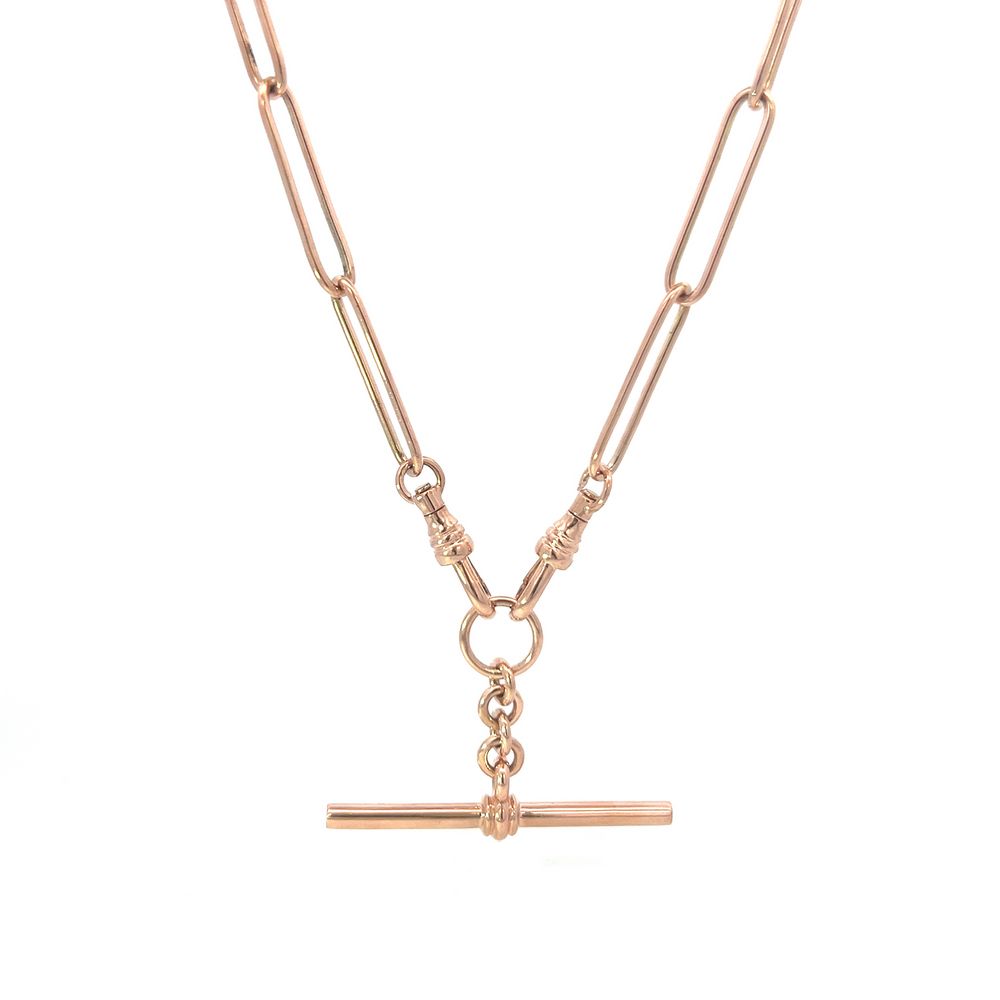 Handmade Parallel Link Fob Chain in 9ct Rose Gold