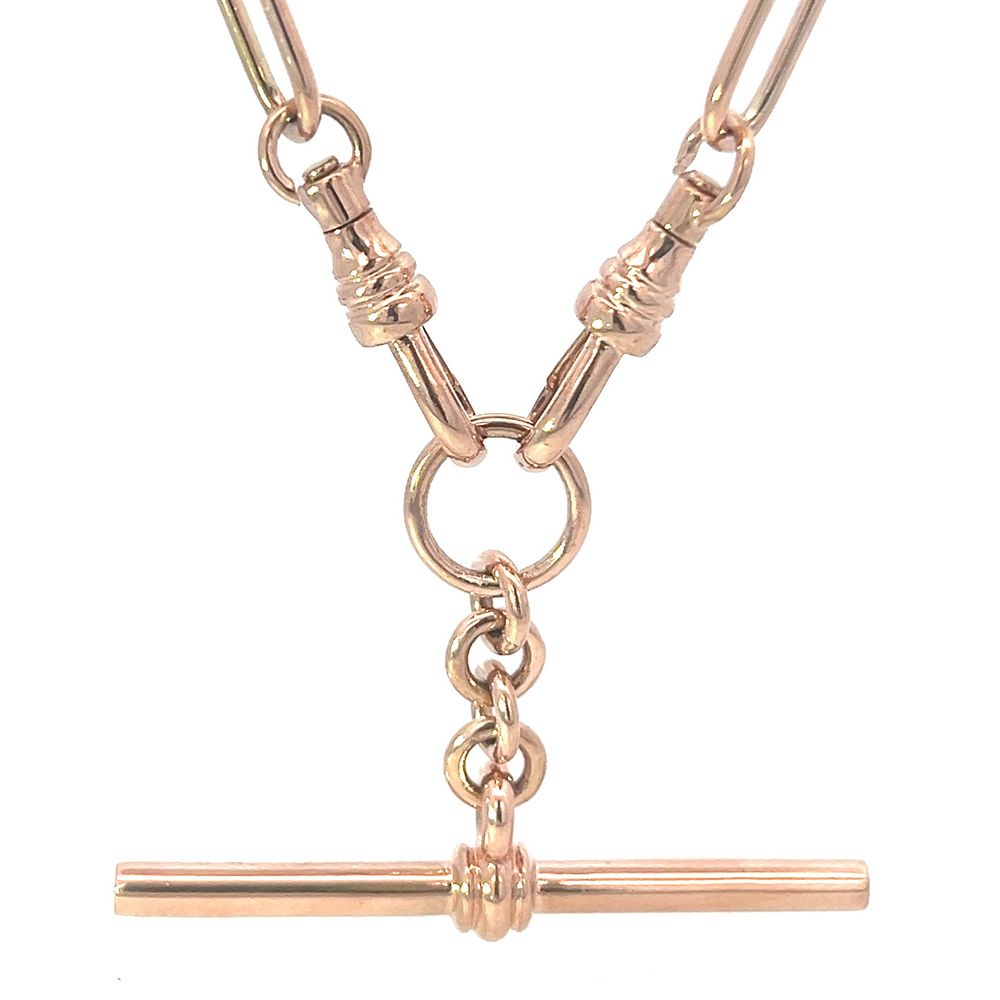 Handmade Parallel Link Fob Chain in 9ct Rose Gold