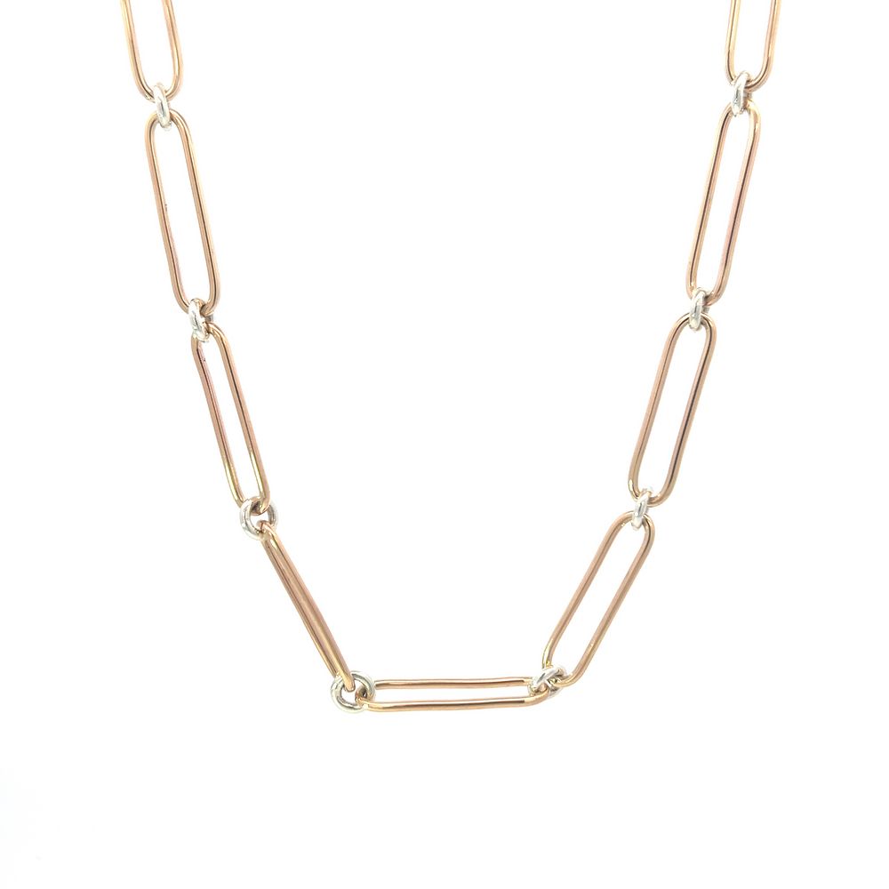 Handmade 1:1 Paperclip Chain in 9ct Yellow Gold & Silver