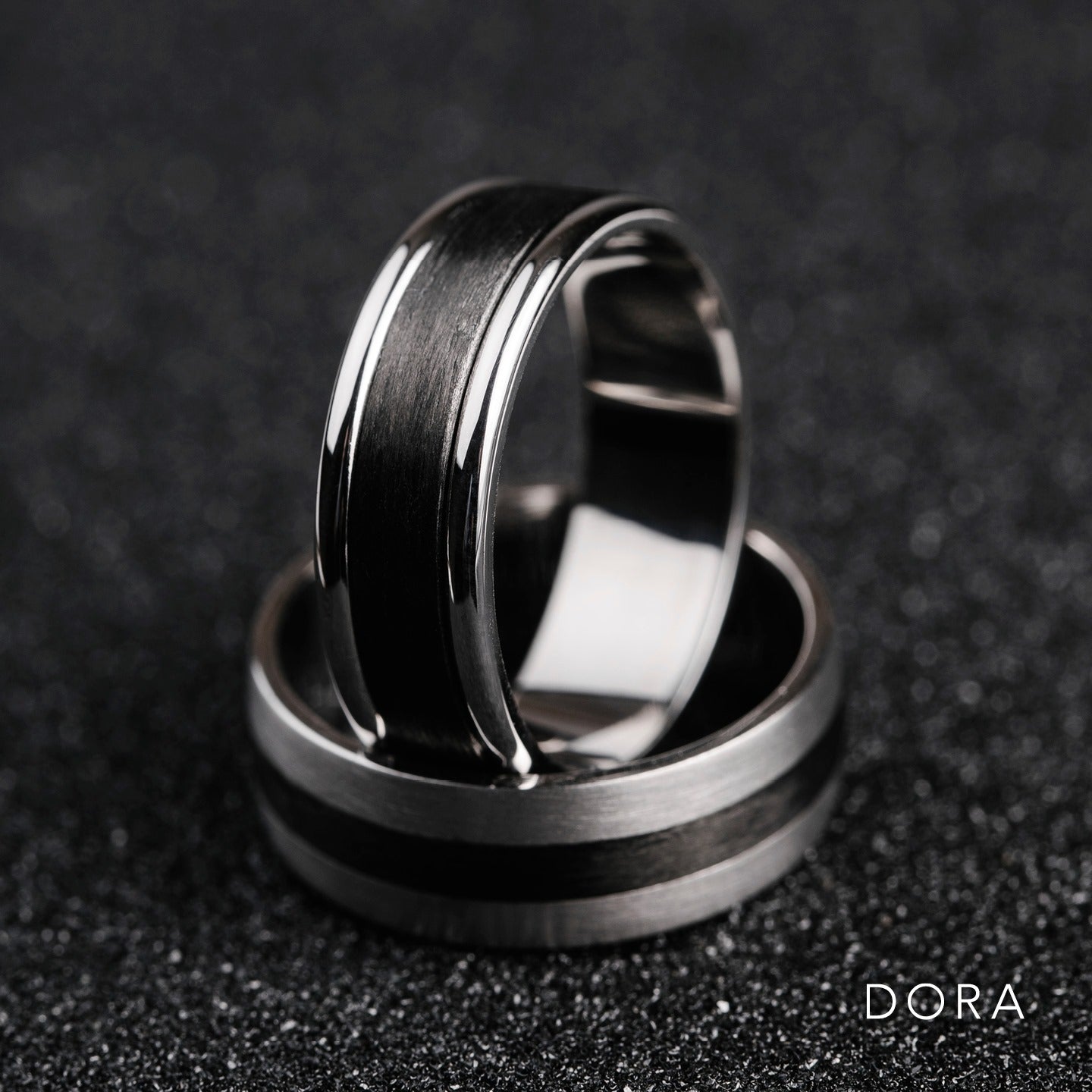 DORA Men's Tantalum & Carbon Fiber Inlay Ring