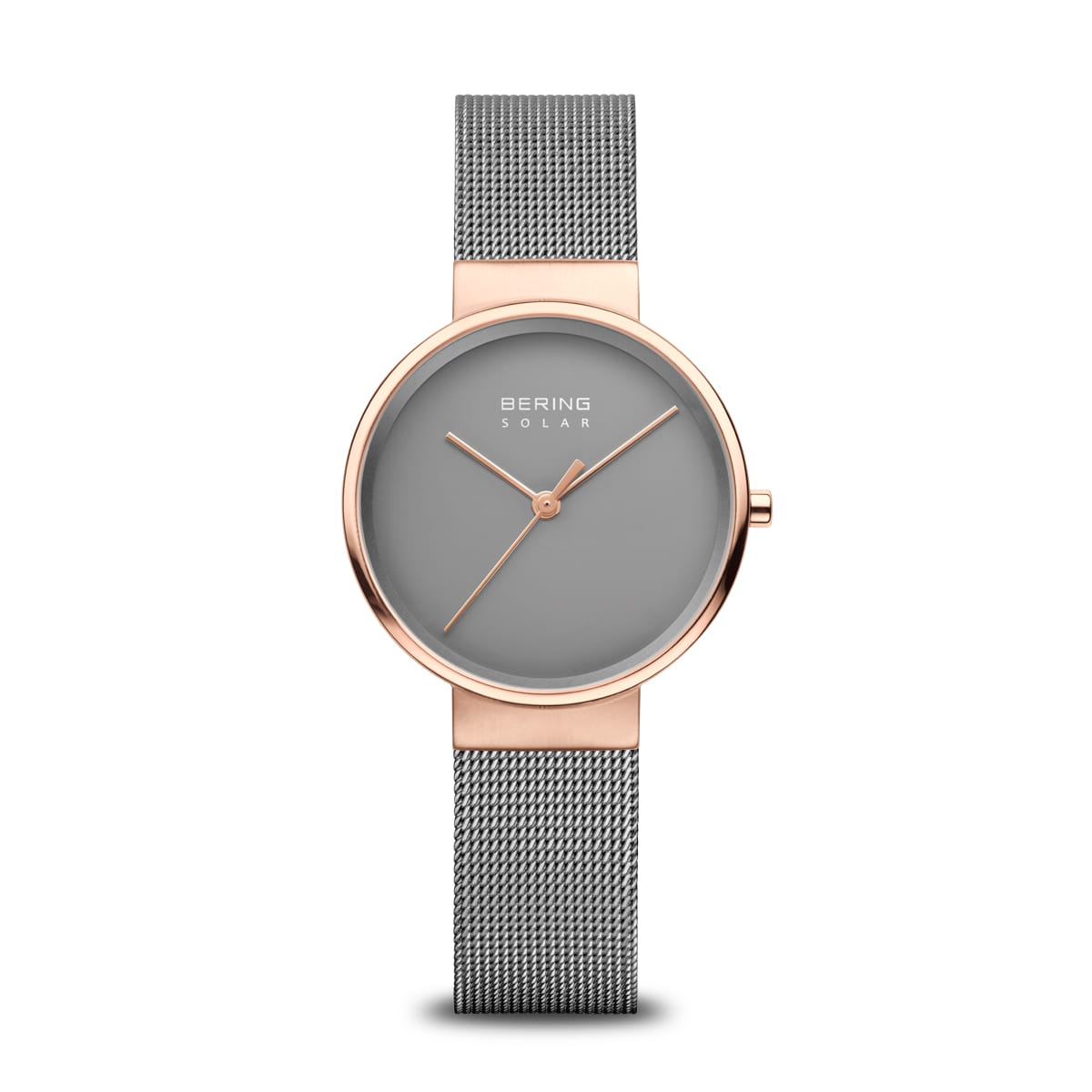 BERING Solar Polished/Brushed Rose Gold Ladies Watch