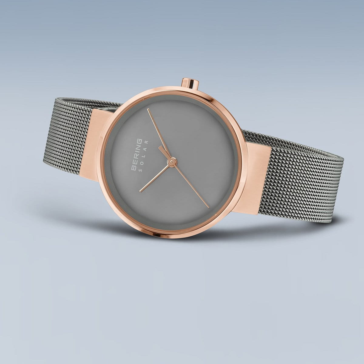 BERING Solar Polished/Brushed Rose Gold Ladies Watch