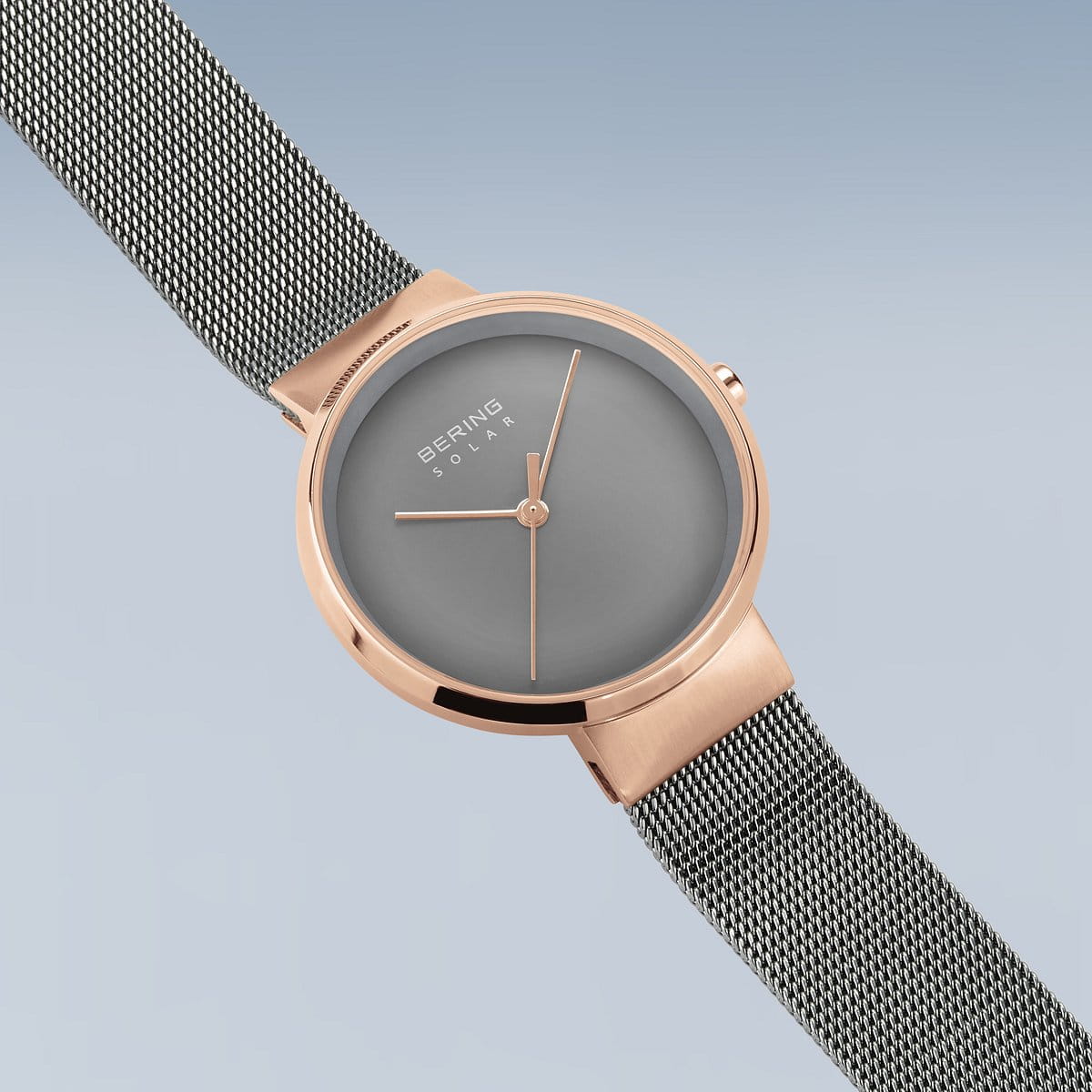 BERING Solar Polished/Brushed Rose Gold Ladies Watch