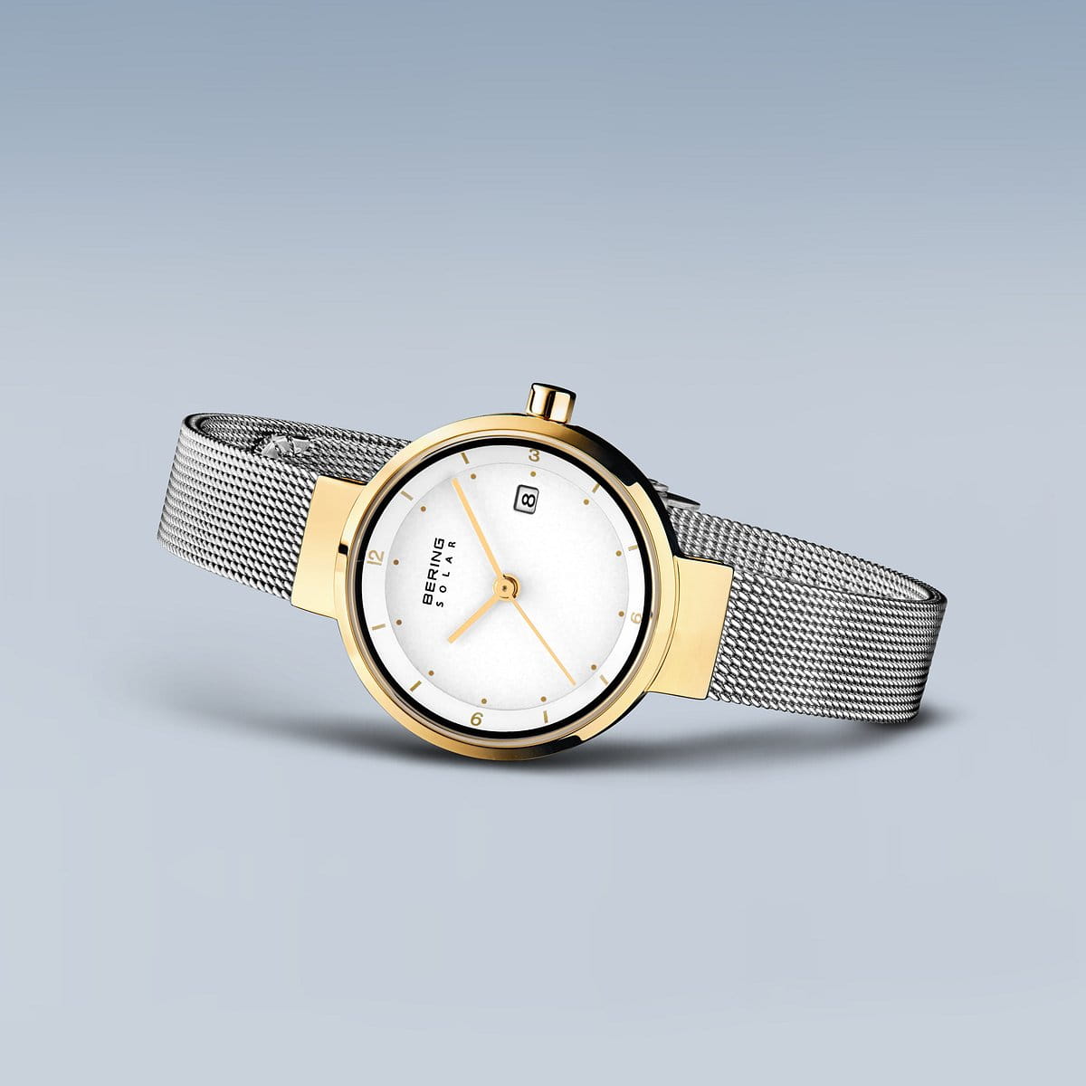 BERING Solar Polished Gold Ladies Watch