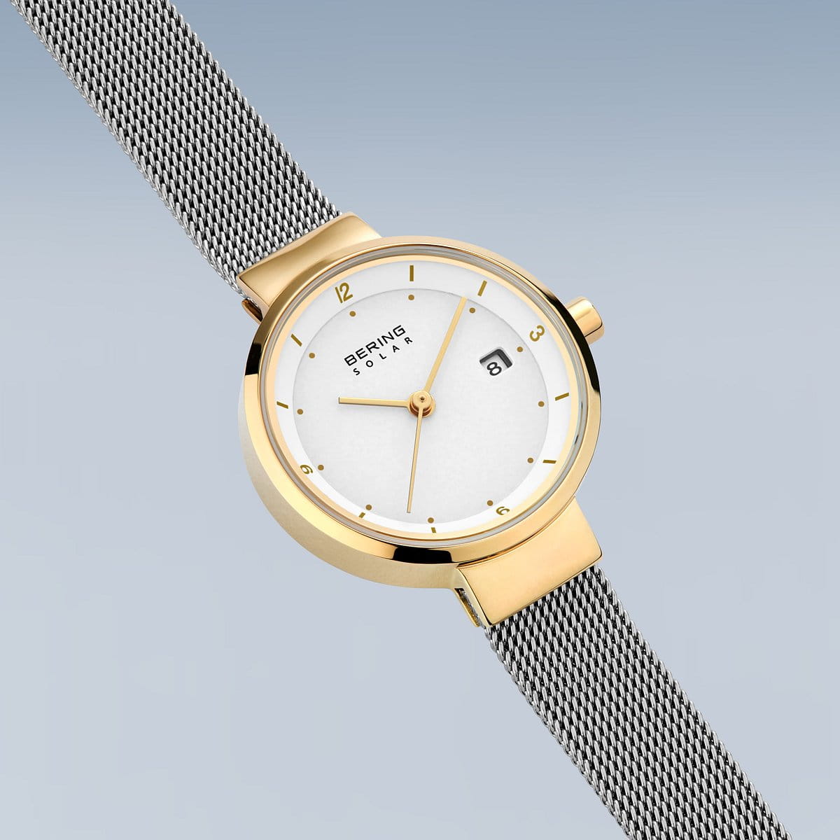 BERING Solar Polished Gold Ladies Watch