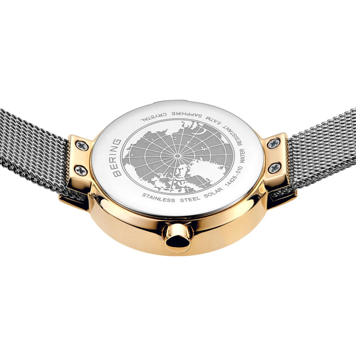 BERING Solar Polished Gold Ladies Watch