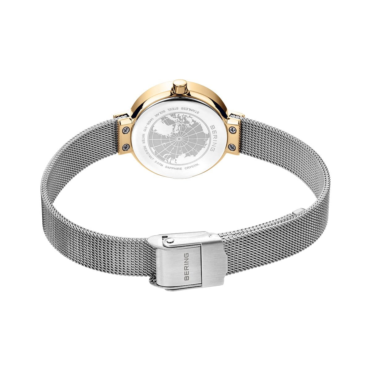 BERING Solar Polished Gold Ladies Watch