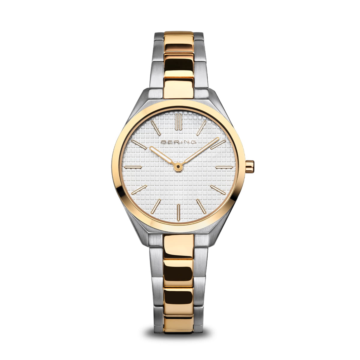 Bering Ladies Two Tone White DIal Watch