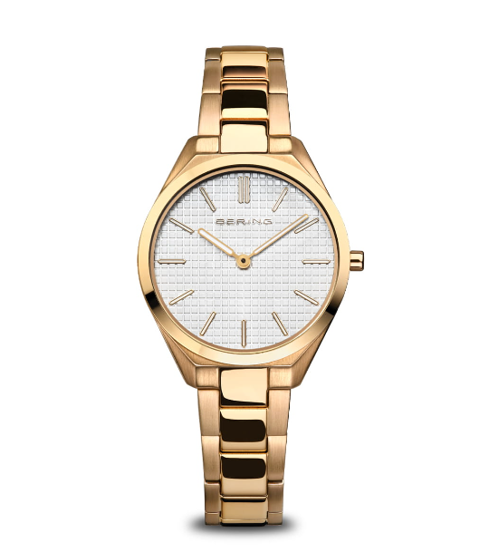 BERING Ultra Slim Polished/Brushed Gold Ladies Watch