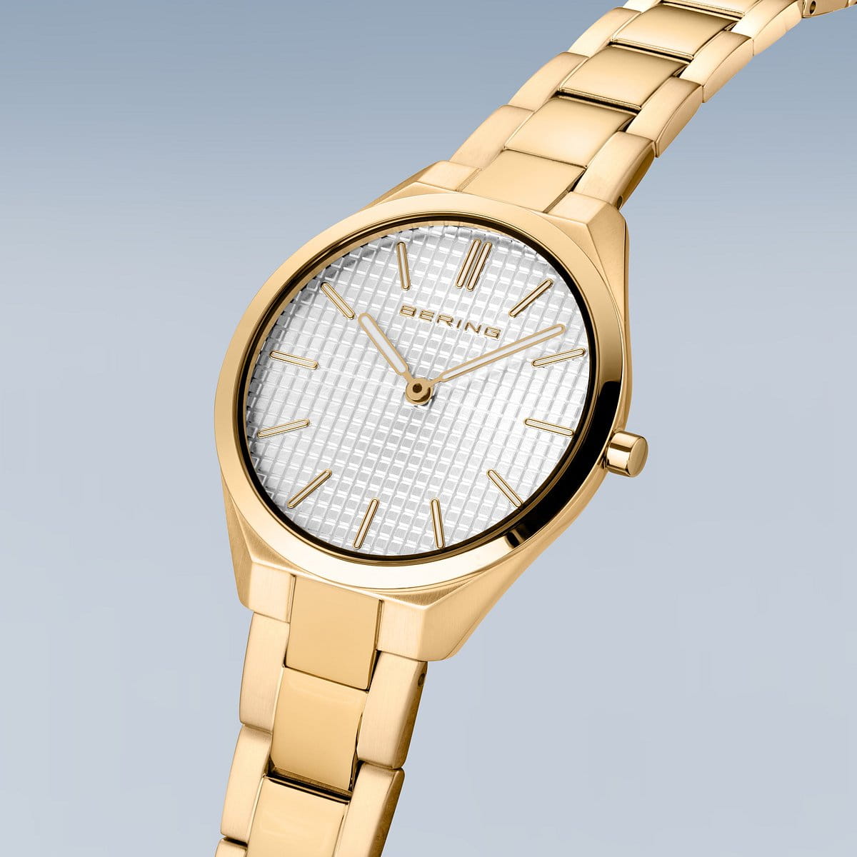 BERING Ultra Slim Polished/Brushed Gold Ladies Watch