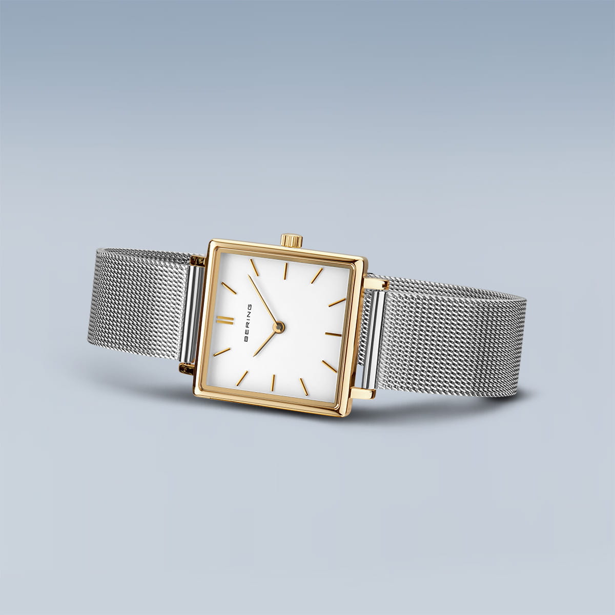 Bering Ladies Two Tone Square Mesh Strap Watch