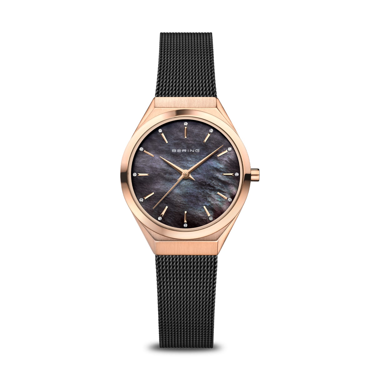 BERING Ultra Slim Polished/Brushed Rose Gold Ladies Watch