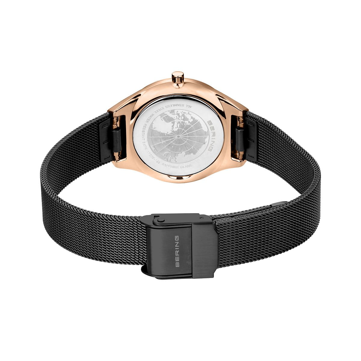 BERING Ultra Slim Polished/Brushed Rose Gold Ladies Watch