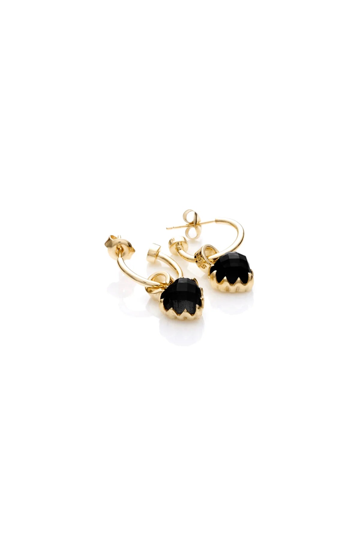 Stolen Girlfriends Club Love Anchor Earrings Onyx Gold Plated