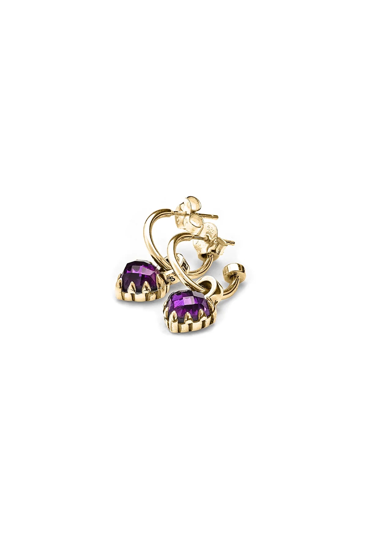 Stolen Girlfriends Club Anchor Earrings Dark Amethyst Gold Plated