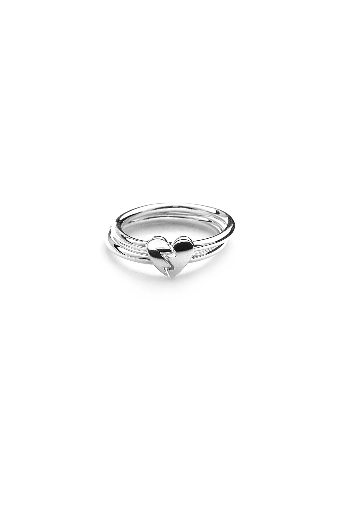 Stolen Girlfriends Club Silver Micro Broken Heart Ring Set (2 Rings)