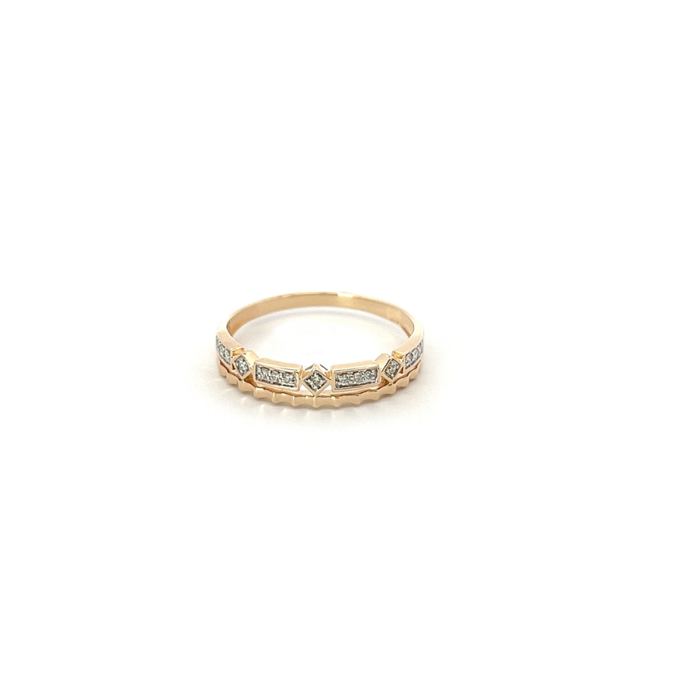 Double Row Dots & Dashes Diamond Ring in 9ct Gold