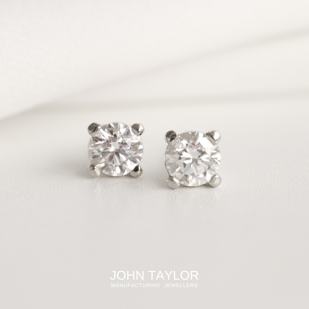 1.212ct Diamond Solitaire Studs in Platinum with Platinum Lock Scrolls