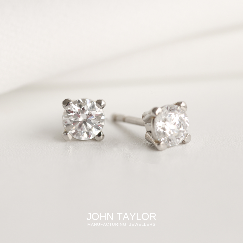 1.212ct Diamond Solitaire Studs in Platinum with Platinum Lock Scrolls