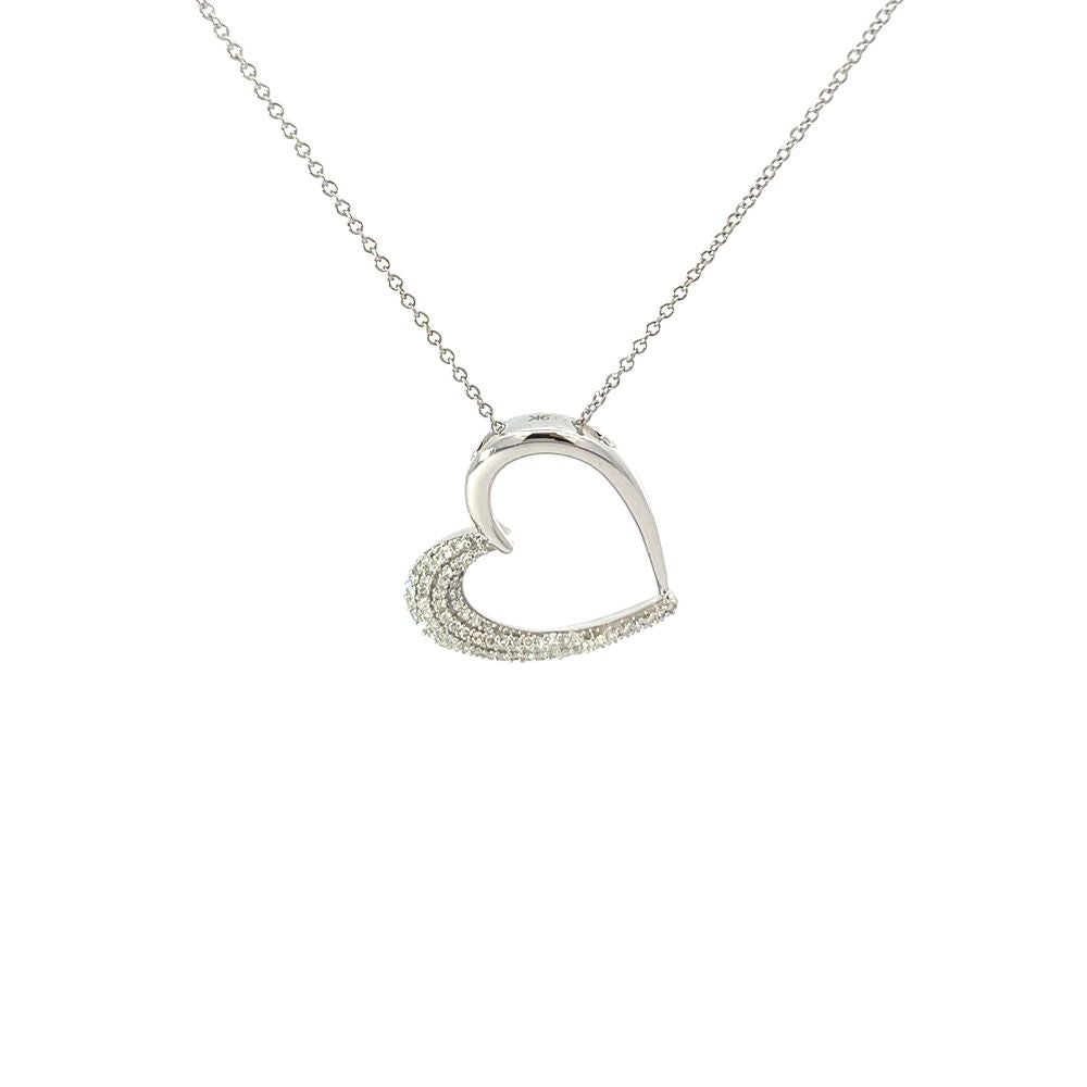 9ct White Gold & Diamond Pavé Heart Pendant