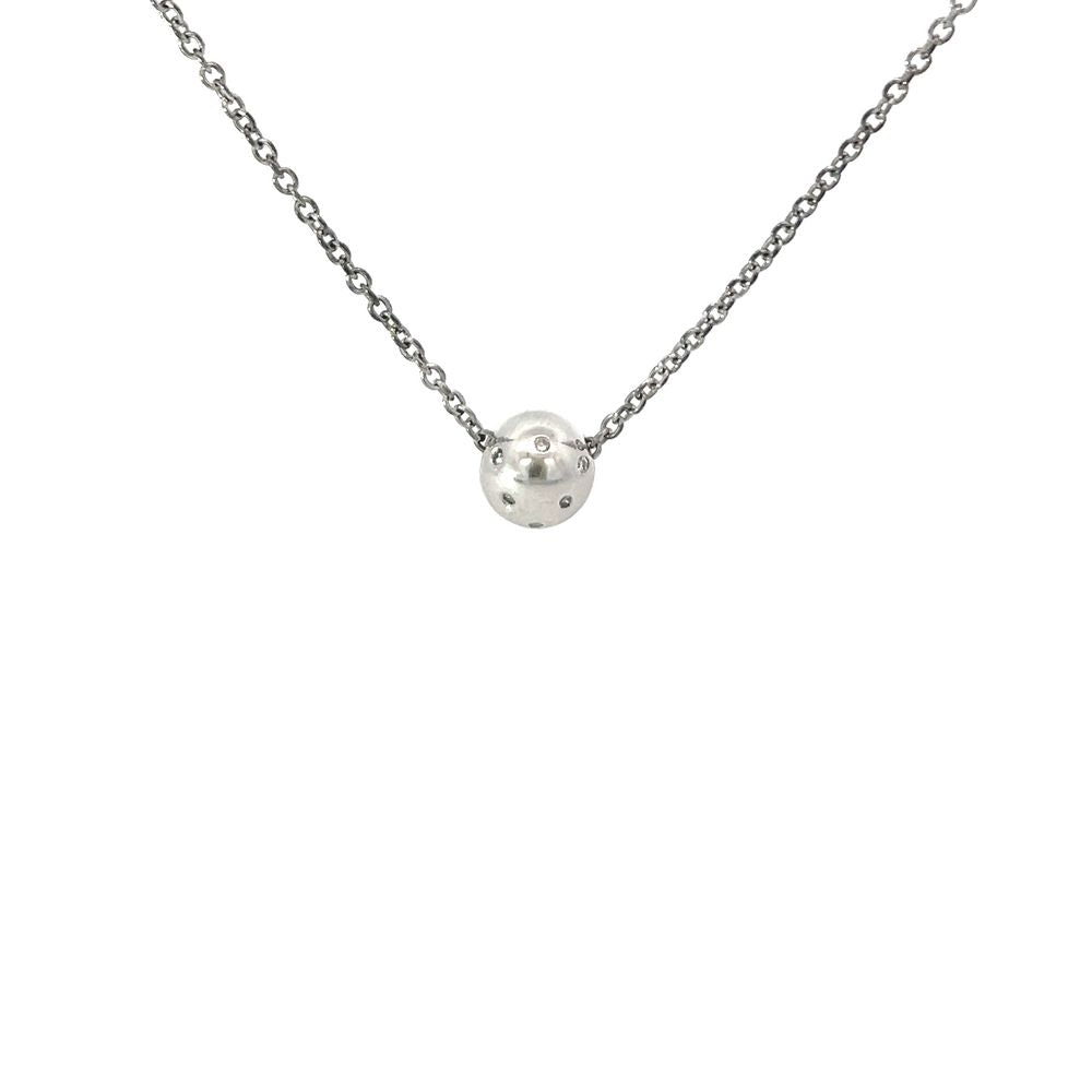 9ct White Gold & Diamond Ball Pendant