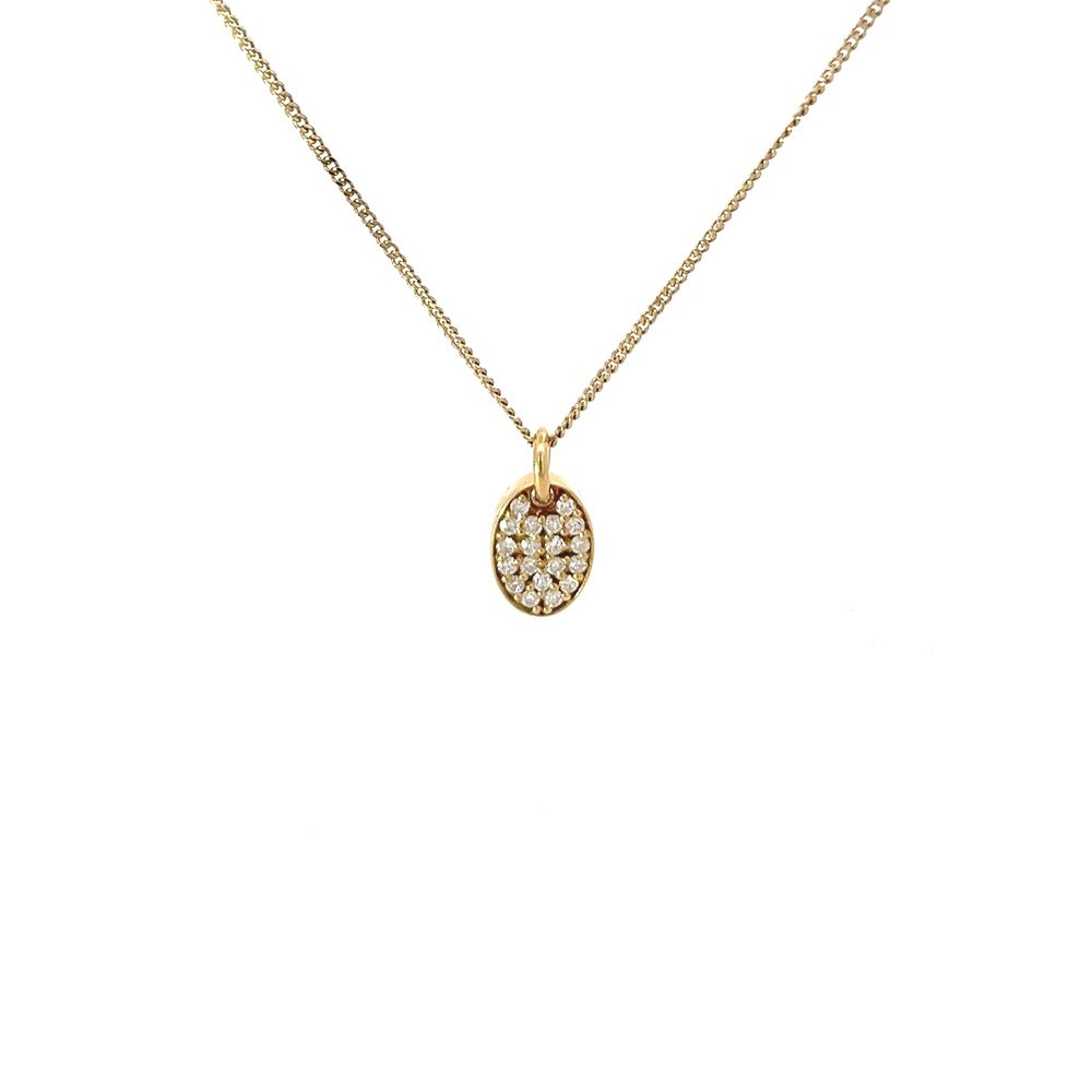 18ct Gold Oval Diamond Disc Pendant