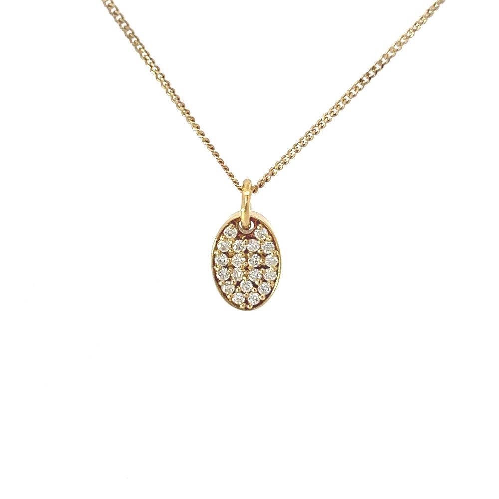 18ct Gold Oval Diamond Disc Pendant