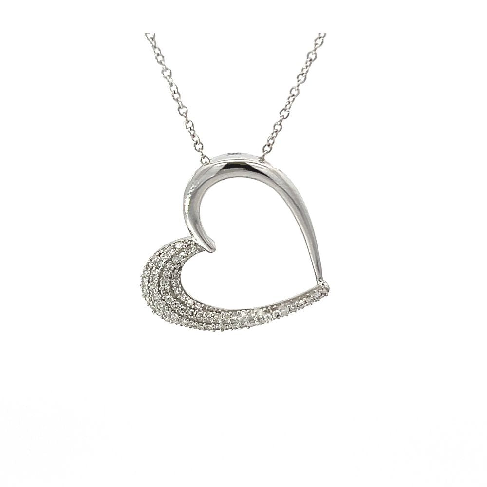 9ct White Gold & Diamond Pavé Heart Pendant